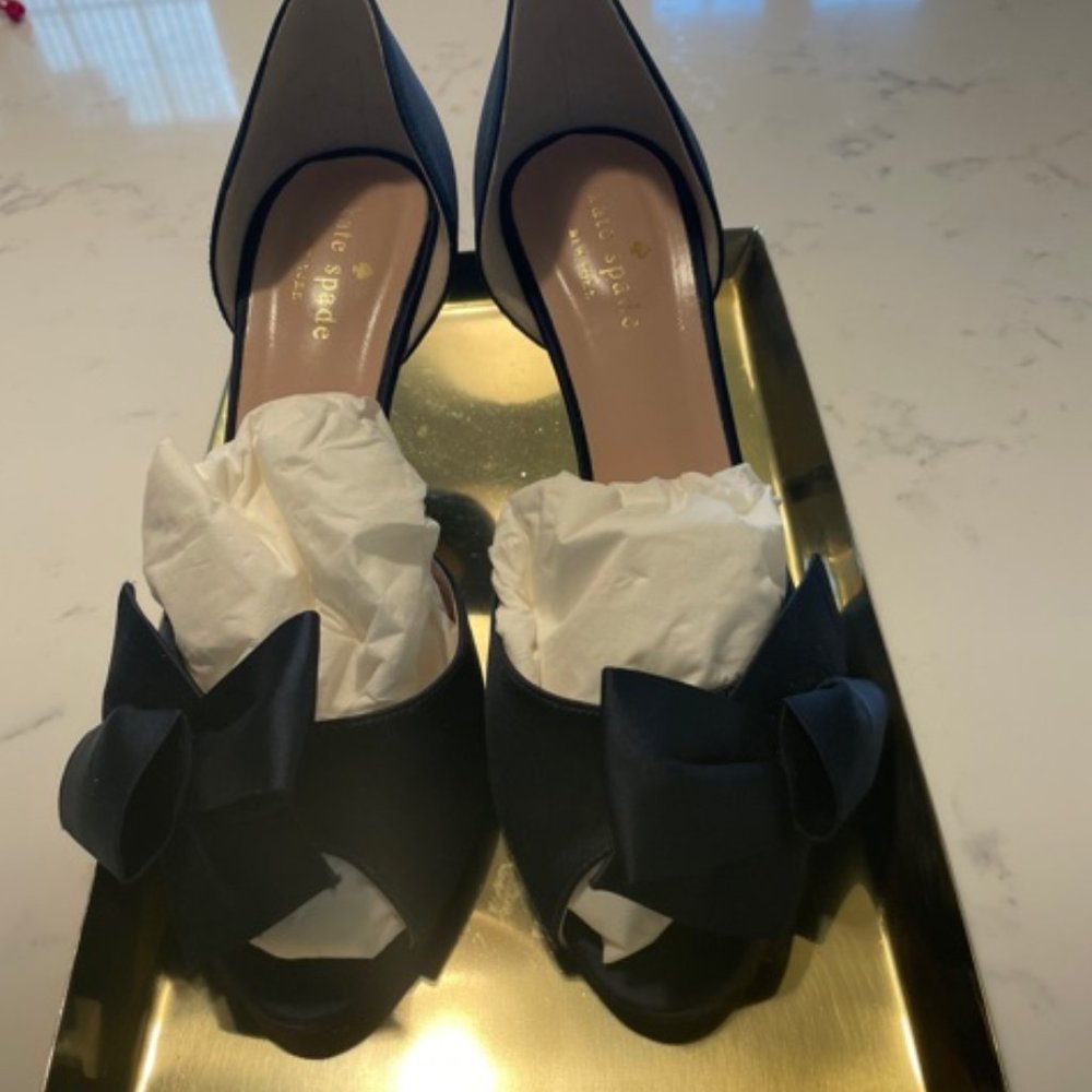 Kate Spade Shalyn Satin with Glitter Heels, navy